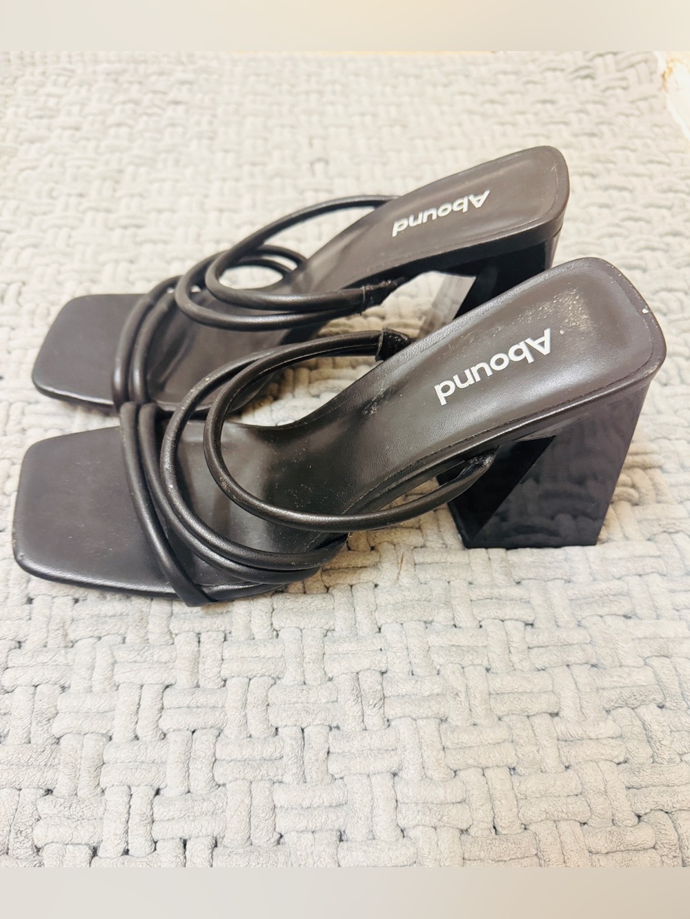 Abound Black Strappy Square Toe Block Heel Mules